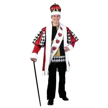 Хелоуин Мъжете Възрастни Алиса в Страната на Чудесата Червен Цар Костюм Крал Сърца Фантазия Партия Cosplay Принц Облекло Униформи