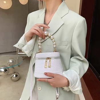 Чиста червена чанта дамска чанта от 2021 нова корейската мода камък зърно момиче едно рамо на кръста переноска преносим цилиндър чанта